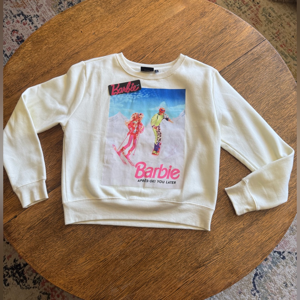 Barbie & Ken Skiing Graphic Cream Sweatshirt